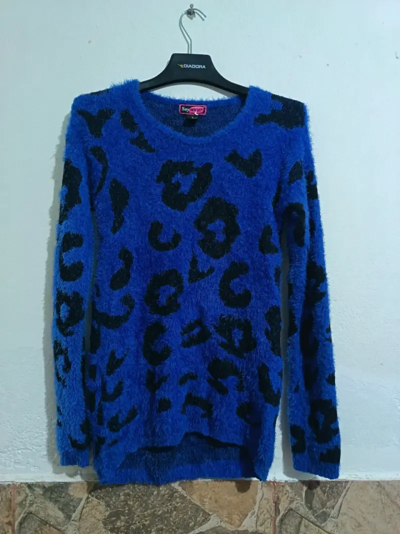 Suéter azul estampado animal - 2