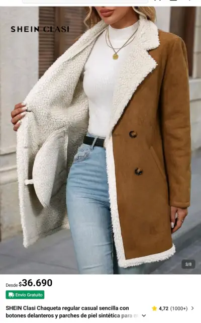 Chaqueta marrón con forro blanco - miniatura 2