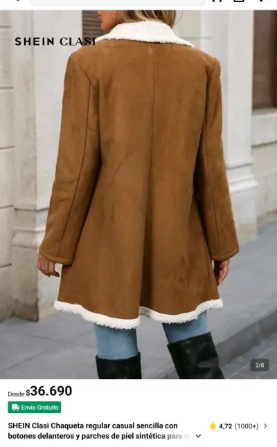 Chaqueta marrón con forro blanco - miniatura 3