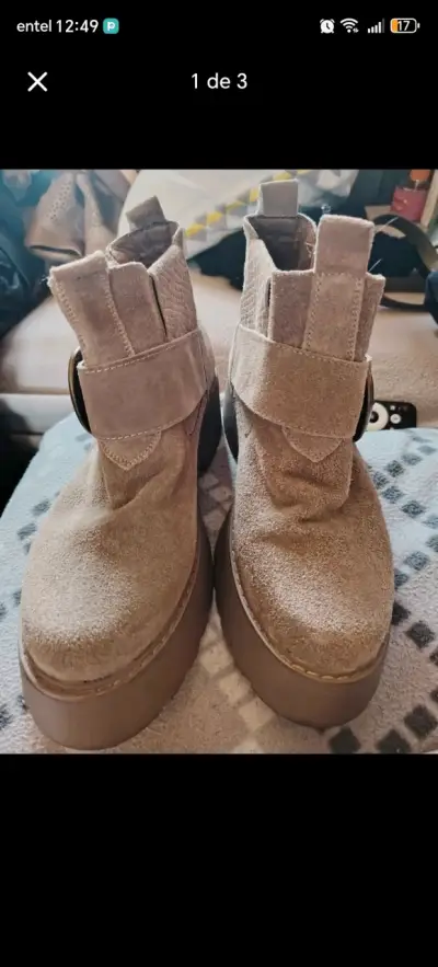 Botines ROMANO de gamuza beige - miniatura 1