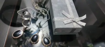 Set de plata con ónix - miniatura 1