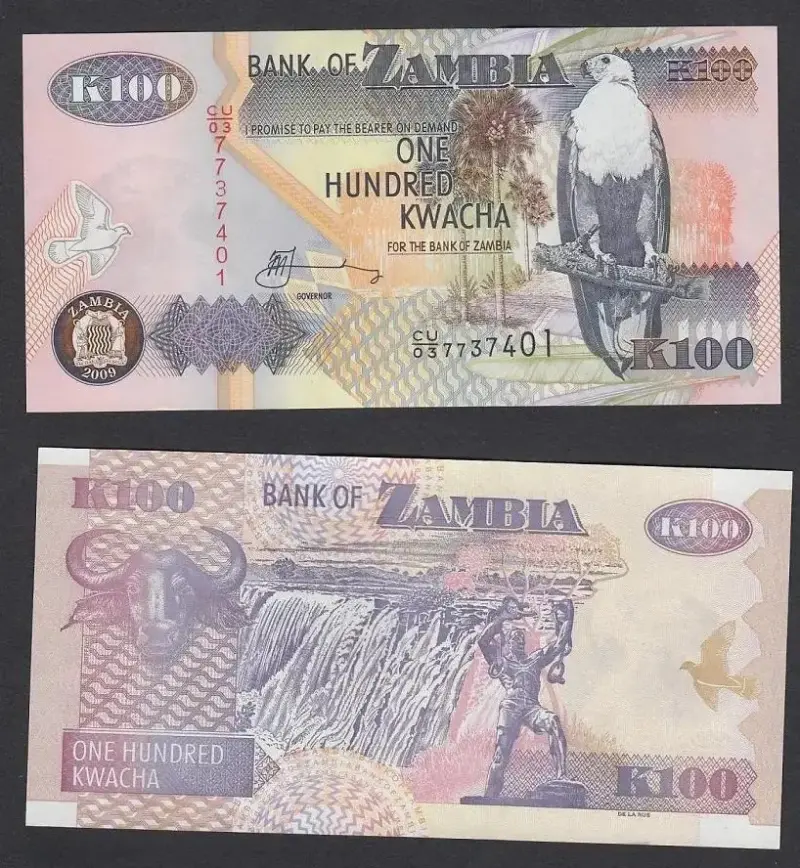 Billete Zambia 100 Kwacha Año 2009 Unc