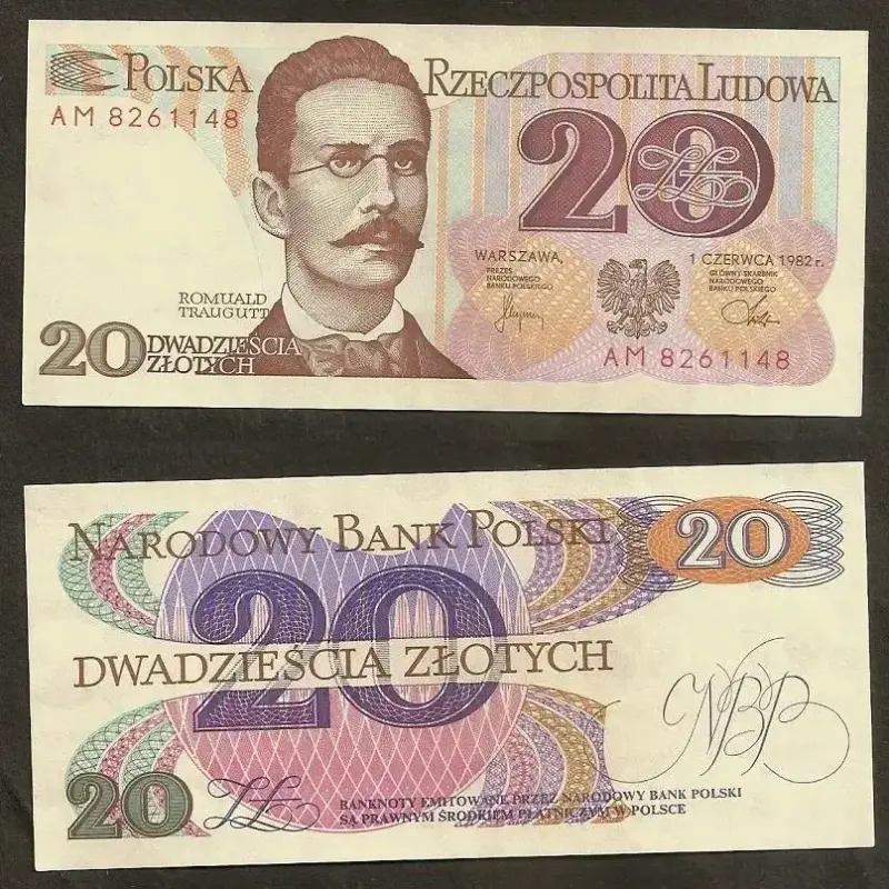 Billete De Polonia 20 Zlotych Año 1982 Unc