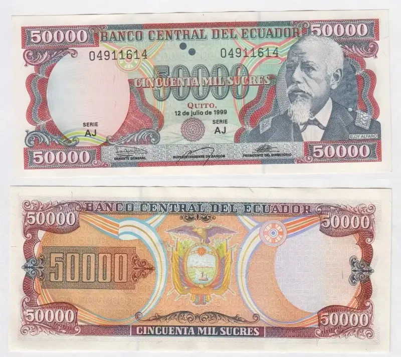Billete Ecuador 50000 Sucres 1999 Unc