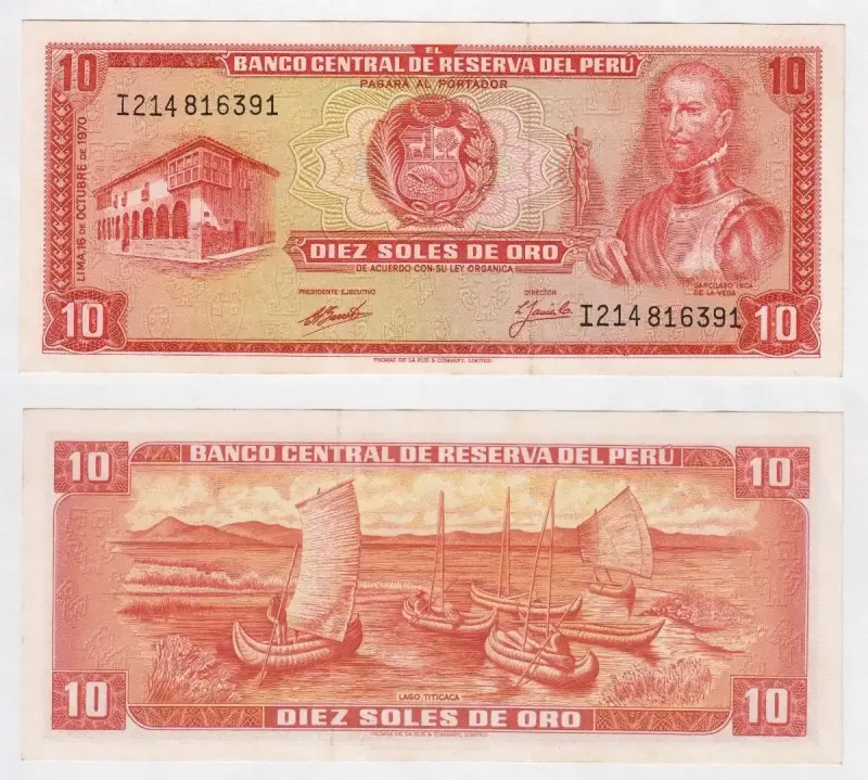 Billete Perú 10 Soles Oro 16 Octubre 1970 Unc