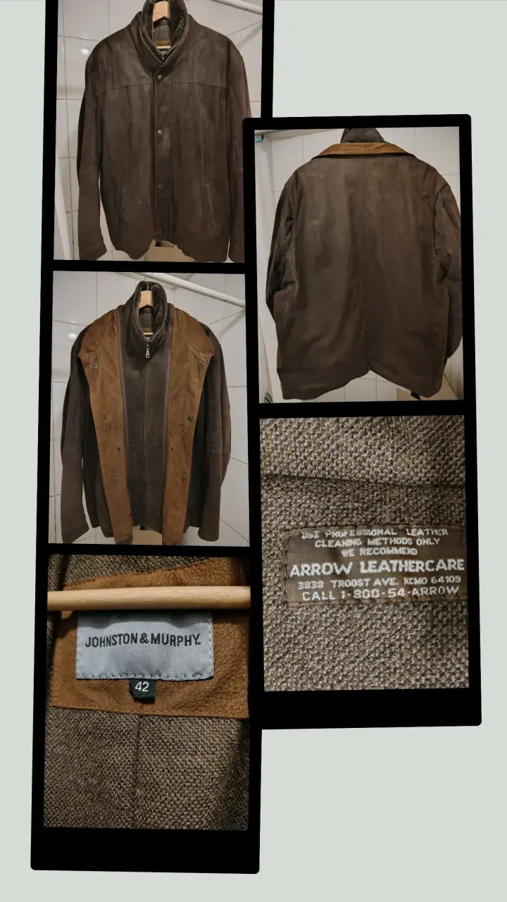 Chaqueta de cuero marrón Johnston & Murphy