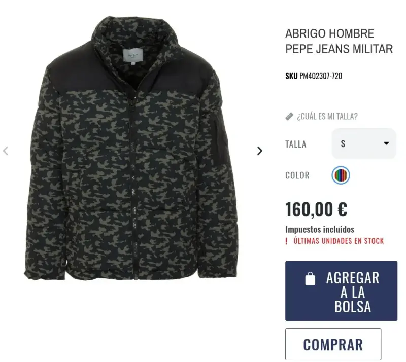 Abrigo hombre Pepe Jeans militar