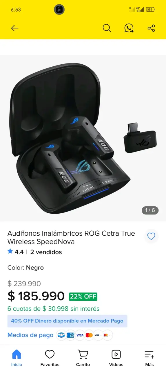 Audífonos inalámbricos ROG negros - 6