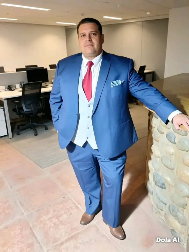Traje azul con chaleco