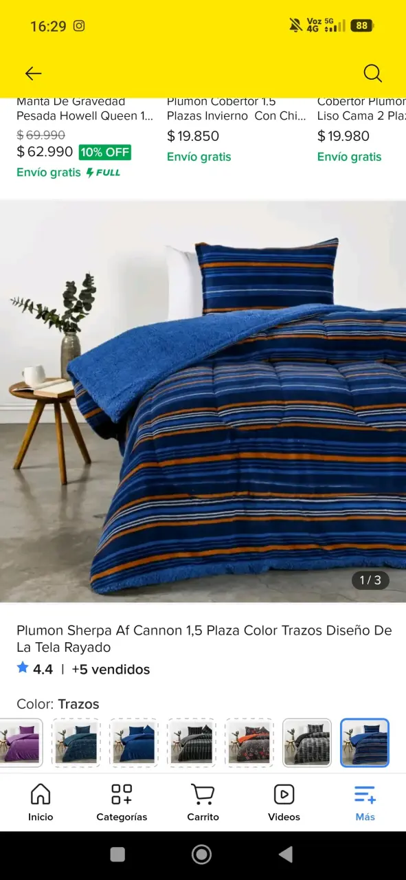 Plumón Sherpa 1,5 plazas rayado - 1
