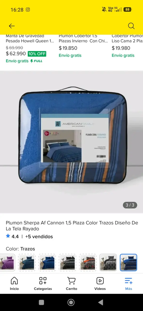 Plumón Sherpa 1,5 plazas rayado - 2