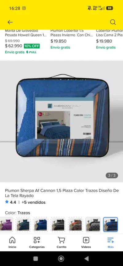 Plumón Sherpa 1,5 plazas rayado - miniatura 2