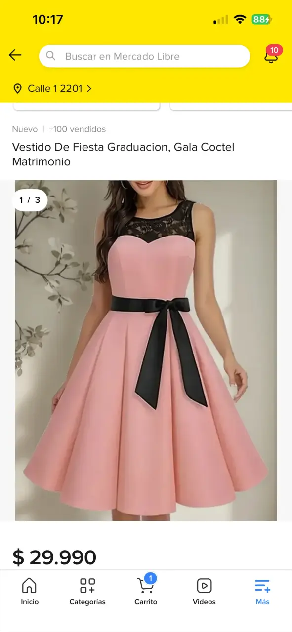 Vestido de fiesta rosado con lazo