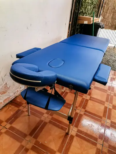 Camilla de masaje azul plegable - miniatura 1