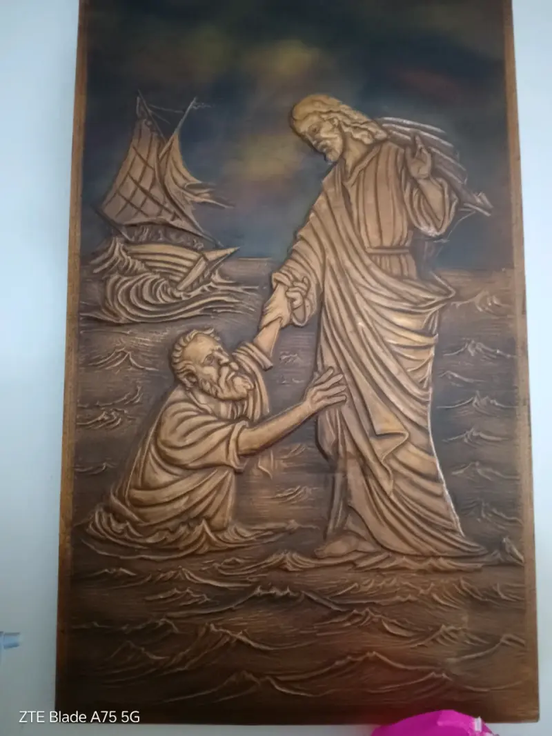 Relieve de madera Jesús y Pedro