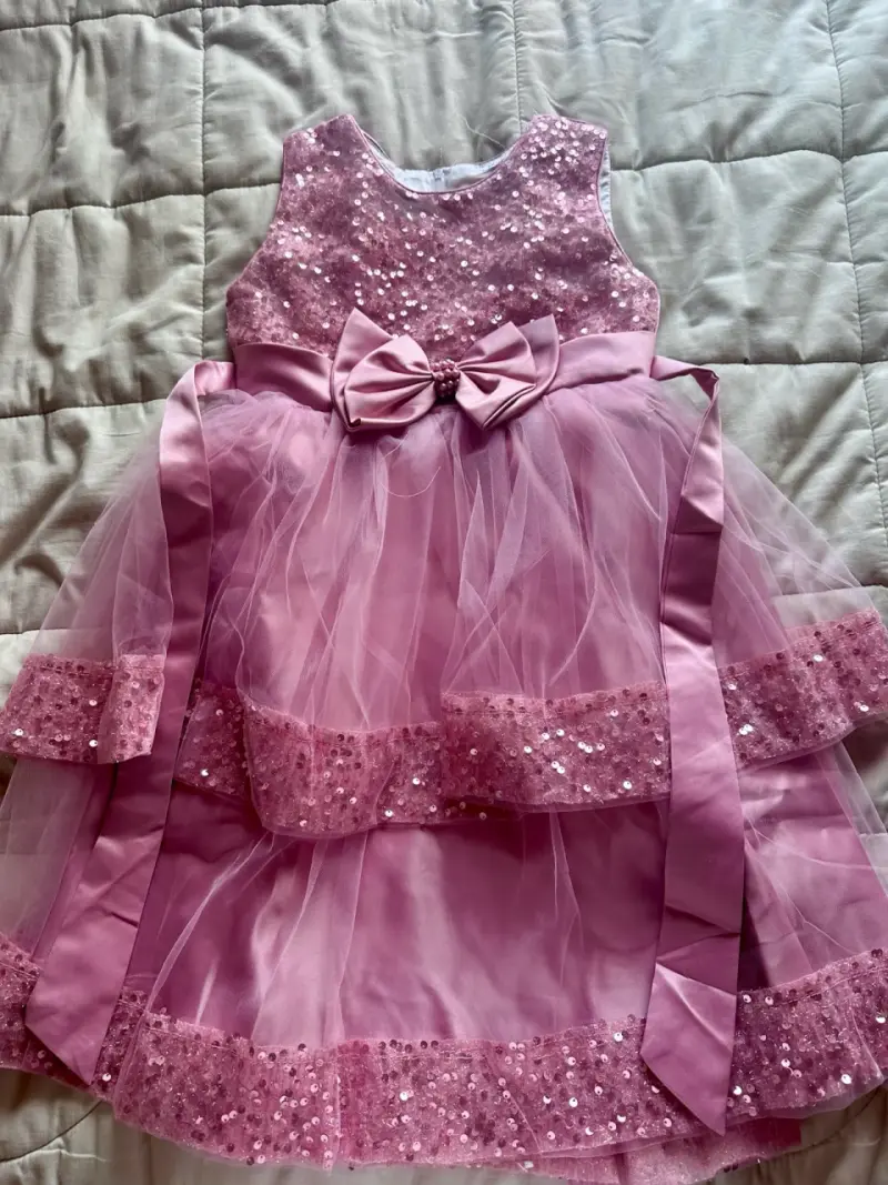 Vestido niña rosa con lentejuelas - 1