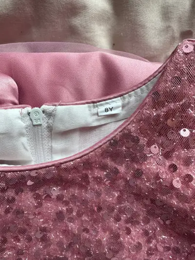 Vestido niña rosa con lentejuelas - miniatura 3