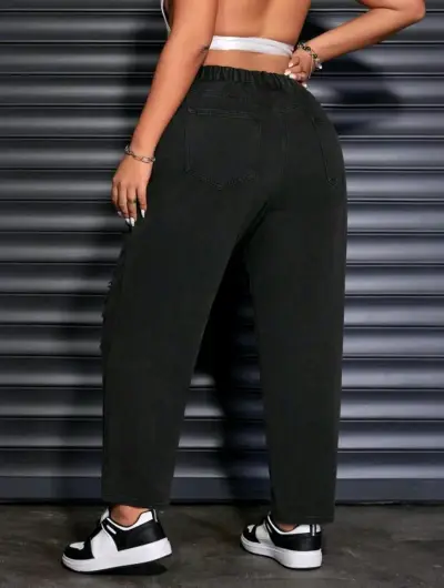 Jeans negros desgastados mujer - miniatura 2