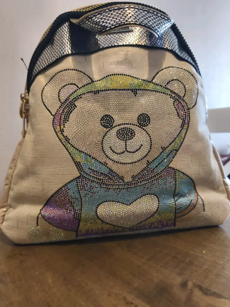 Mochila beige diseño de oso - 1