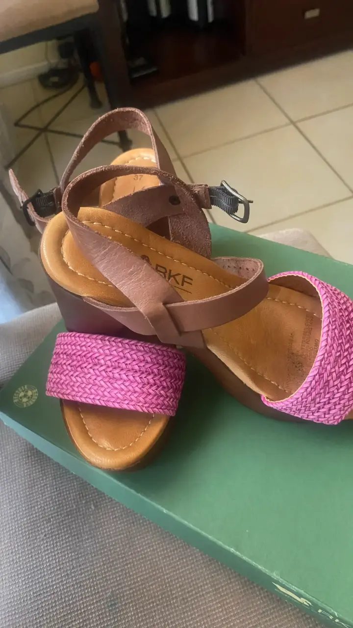 Sandalias de cuero y rafia - 3