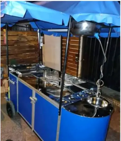 Carro de comida móvil azul - miniatura 1