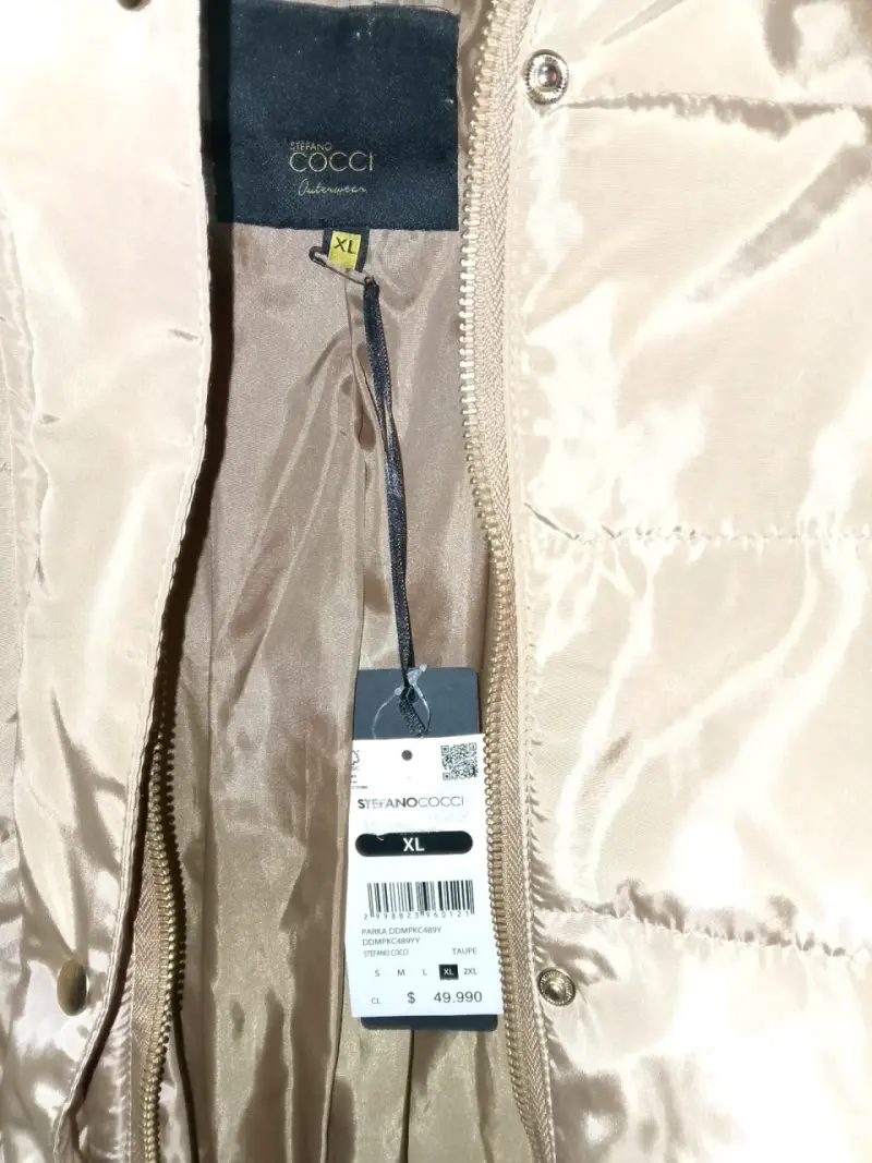 Parka beige acolchada con capucha - 3