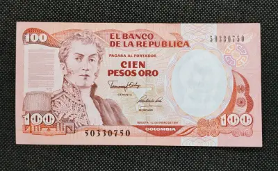 Billete Colombia 100 pesos Oro 1991 - miniatura 1