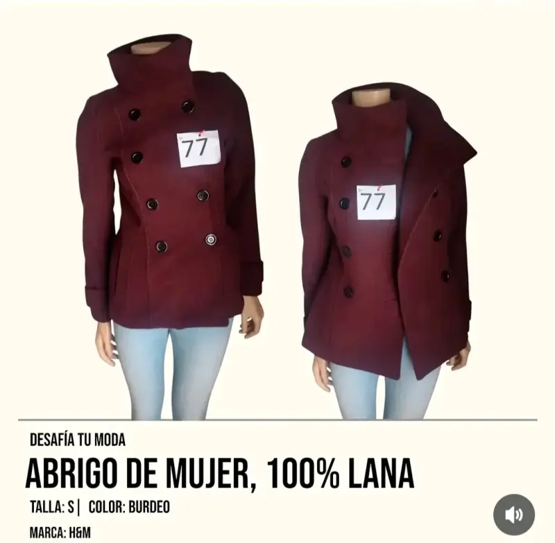 Abrigo de mujer burdeo H&M
