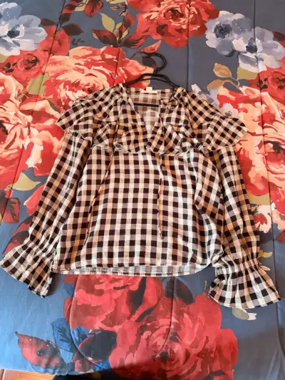 Blusa a cuadros manga larga - miniatura 1