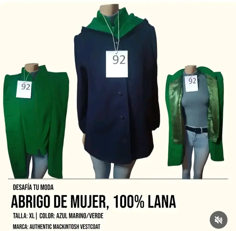 Abrigo mujer azul marino y verde