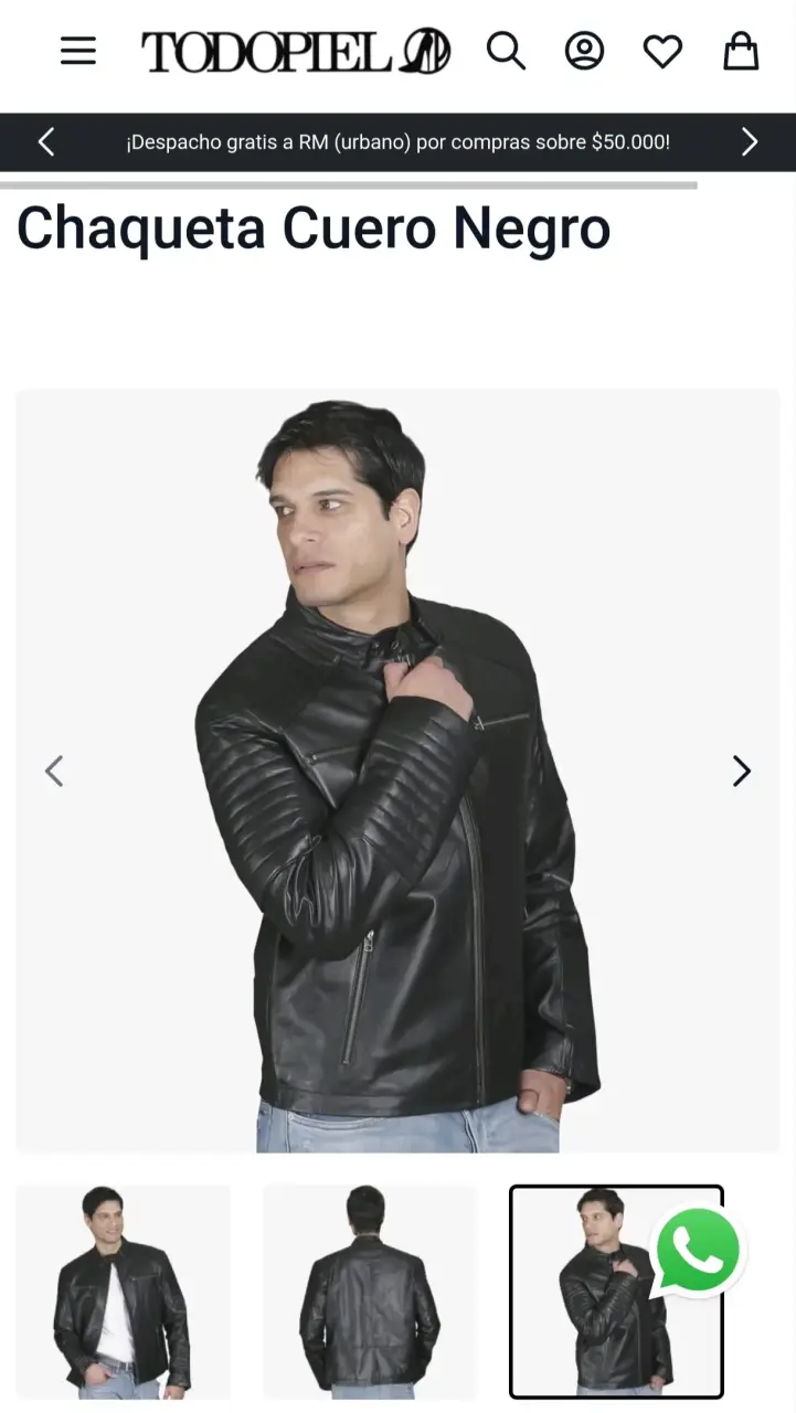 Chaqueta cuero negra Todopiel - 3