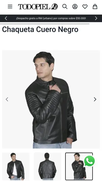 Chaqueta cuero negra Todopiel - miniatura 3