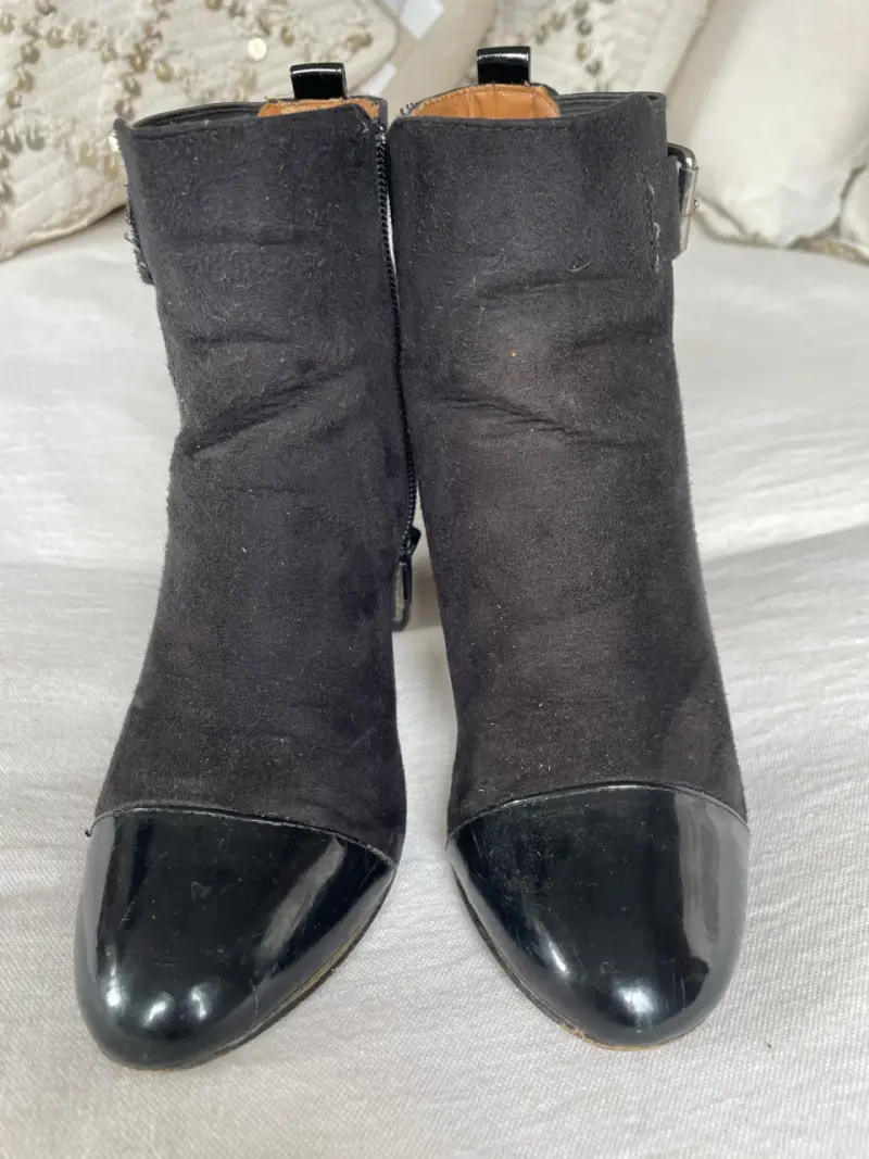 Botines de cuero negrosbotiqnrs de gamuza charol - 2