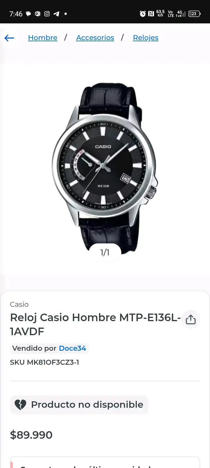 Reloj Casio análogo negro - 2