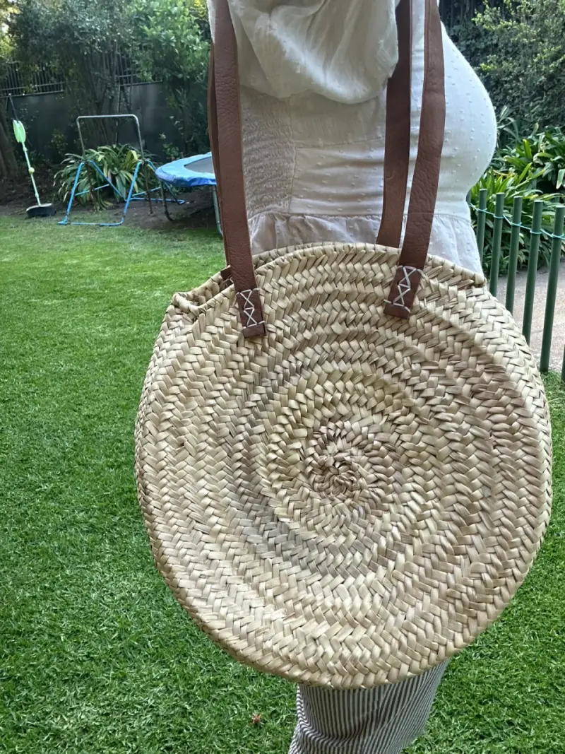 Bolso de mimbre circular