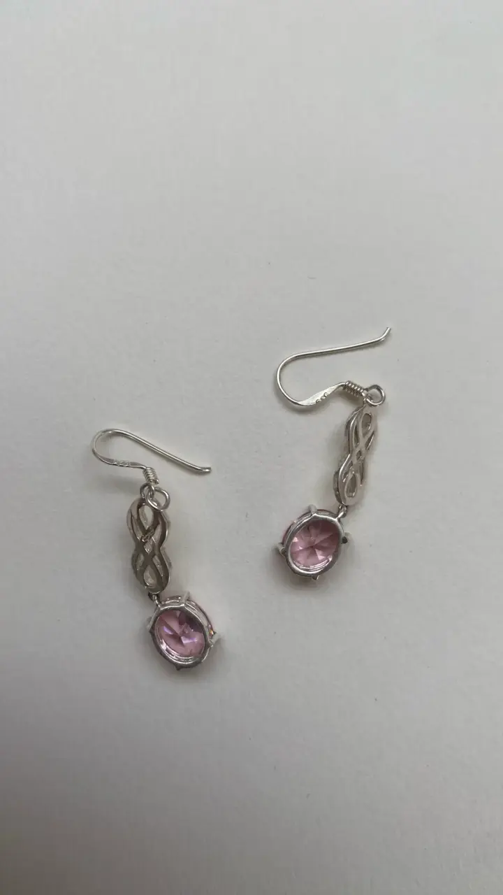 Aros de plata 925 con cristal rosado - 2