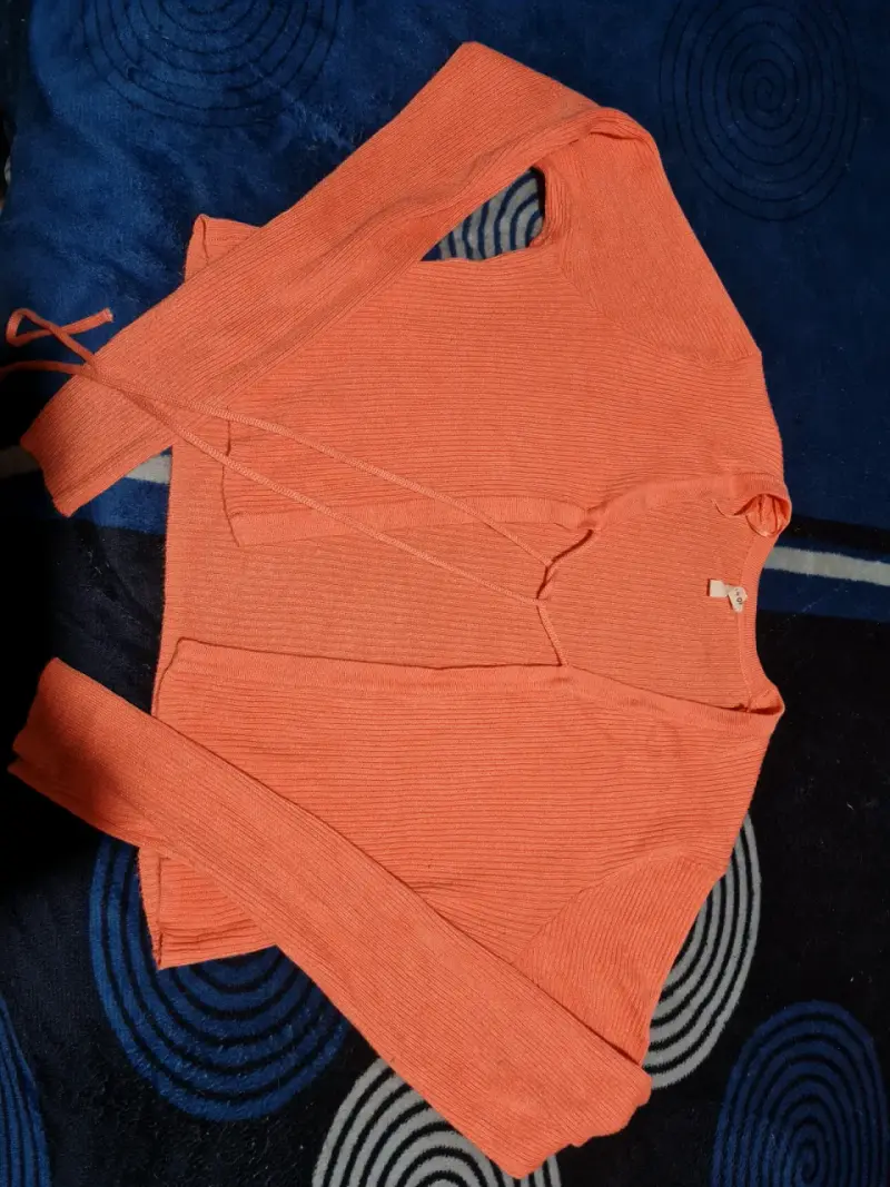 Cardigan tejido naranja mujer - 1