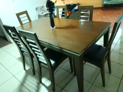 Juego de comedor madera 6 sillas - miniatura 1