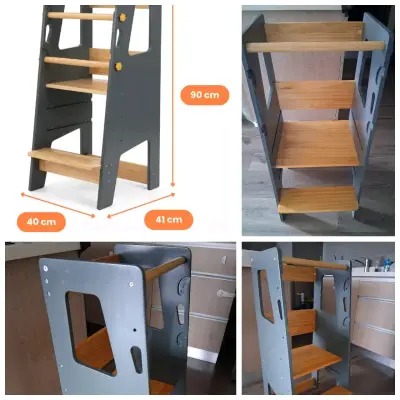Torre de aprendizaje gris madera - miniatura 1