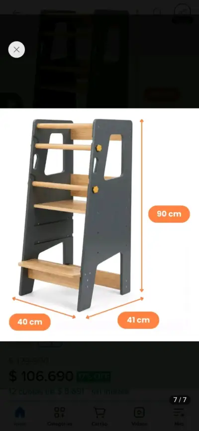 Torre de aprendizaje gris madera - miniatura 2