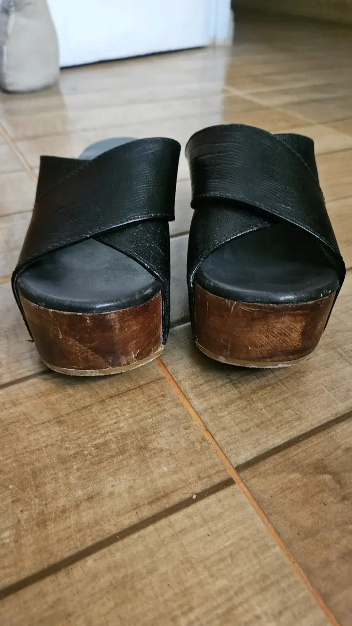 Sandalias negras de cuña - 4