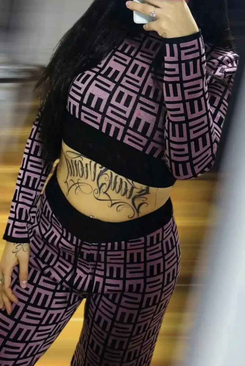 Conjunto estampado Rosado y negro - 1