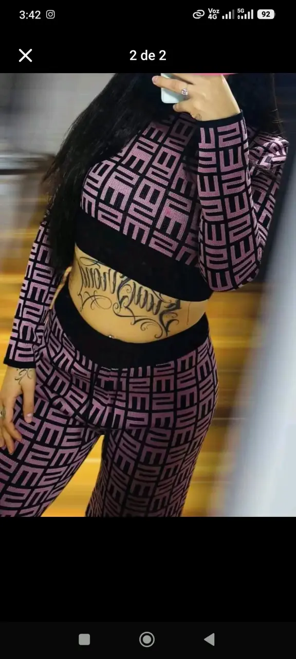 Conjunto estampado Rosado y negro - 2