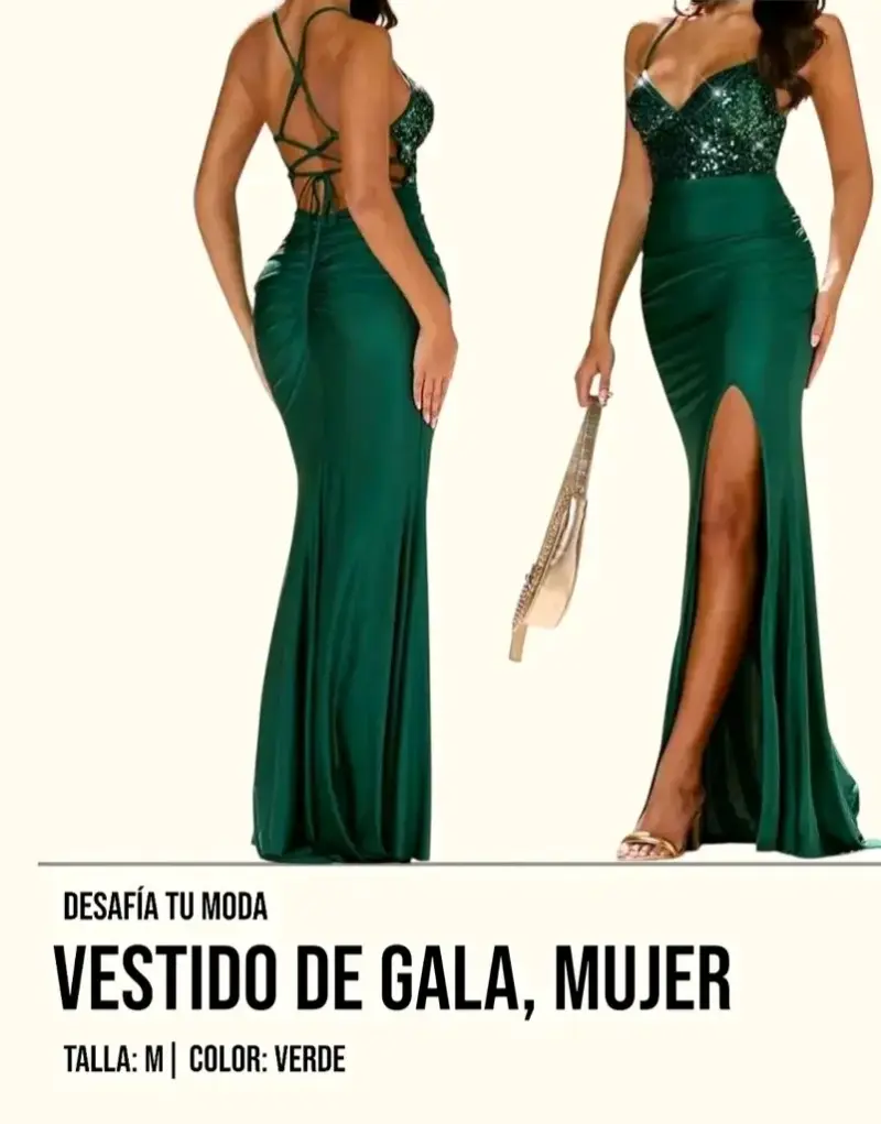 Vestido de gala verde mujer