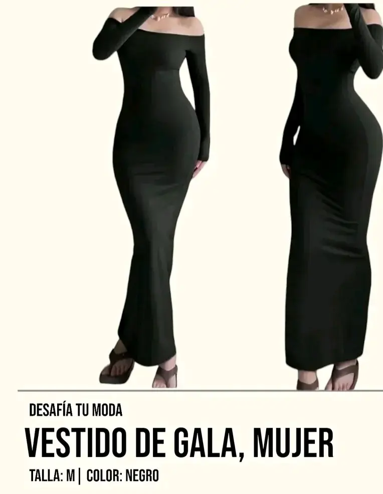 Vestido de gala negro 100% algodón
