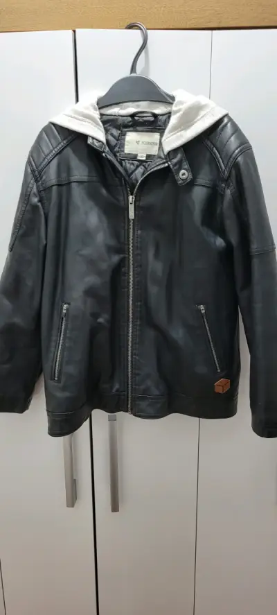 Chaqueta negra de ecocuero niño - miniatura 1