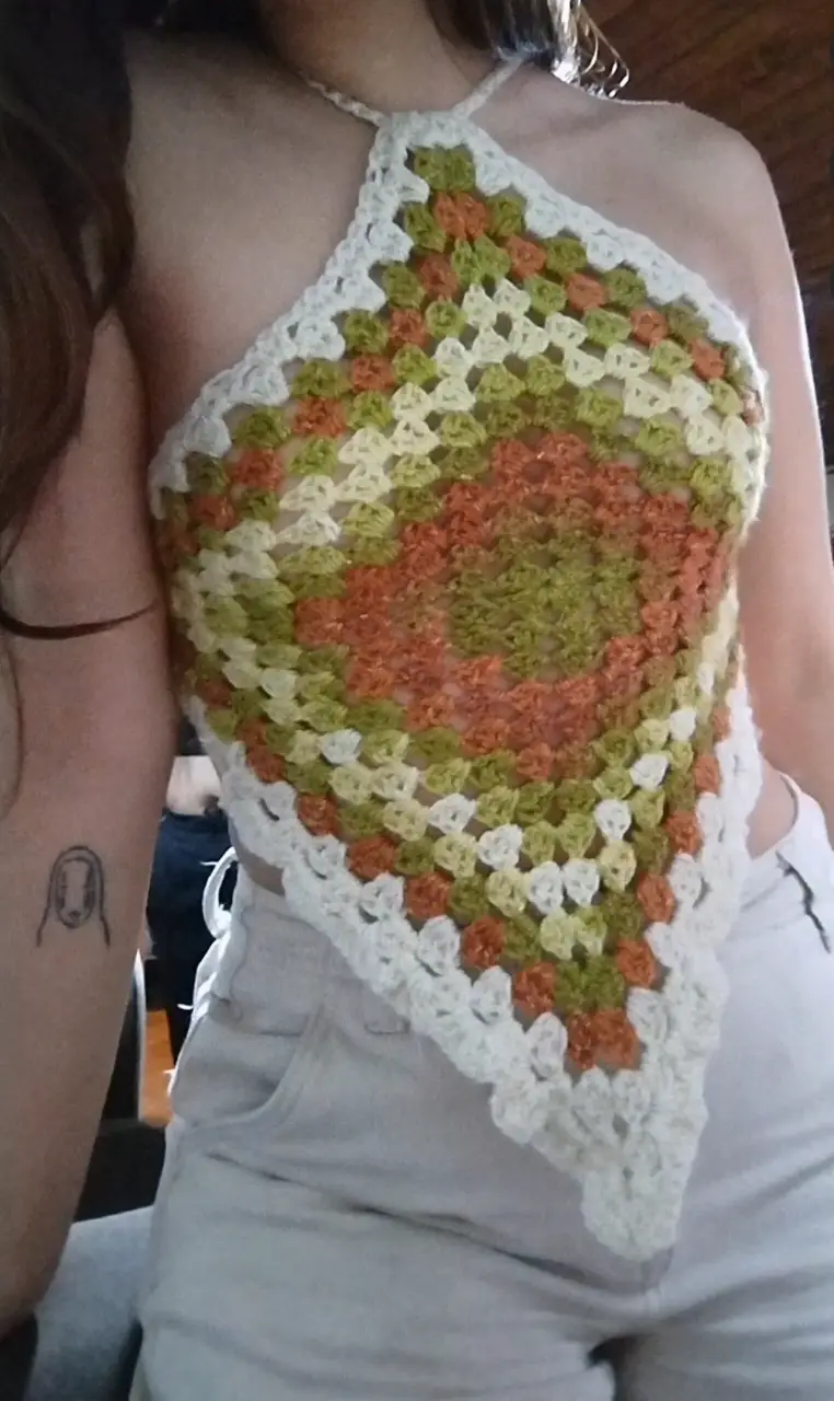 Top tejido a crochet multicolor