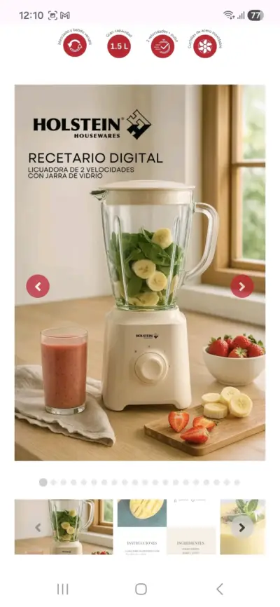 Licuadora Holstein 1.5L 2 velocidades - miniatura 1