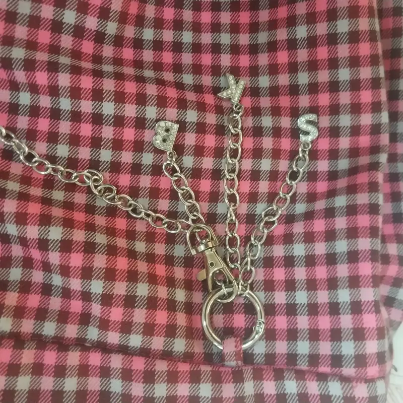 Faldashort a cuadros con cadena - 4