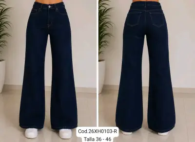 Jeans anchos azul oscuro - miniatura 1